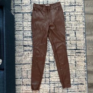 House of CB Brown Faux Leather Vegan Leather Pants Size S